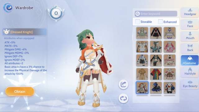 Dressed Knight costume in Ragnarok Origin