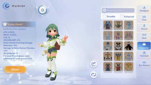 Lucky Clover costume in Ragnarok Origin