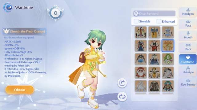 Smash the Fresh Orange costume in Ragnarok Origin